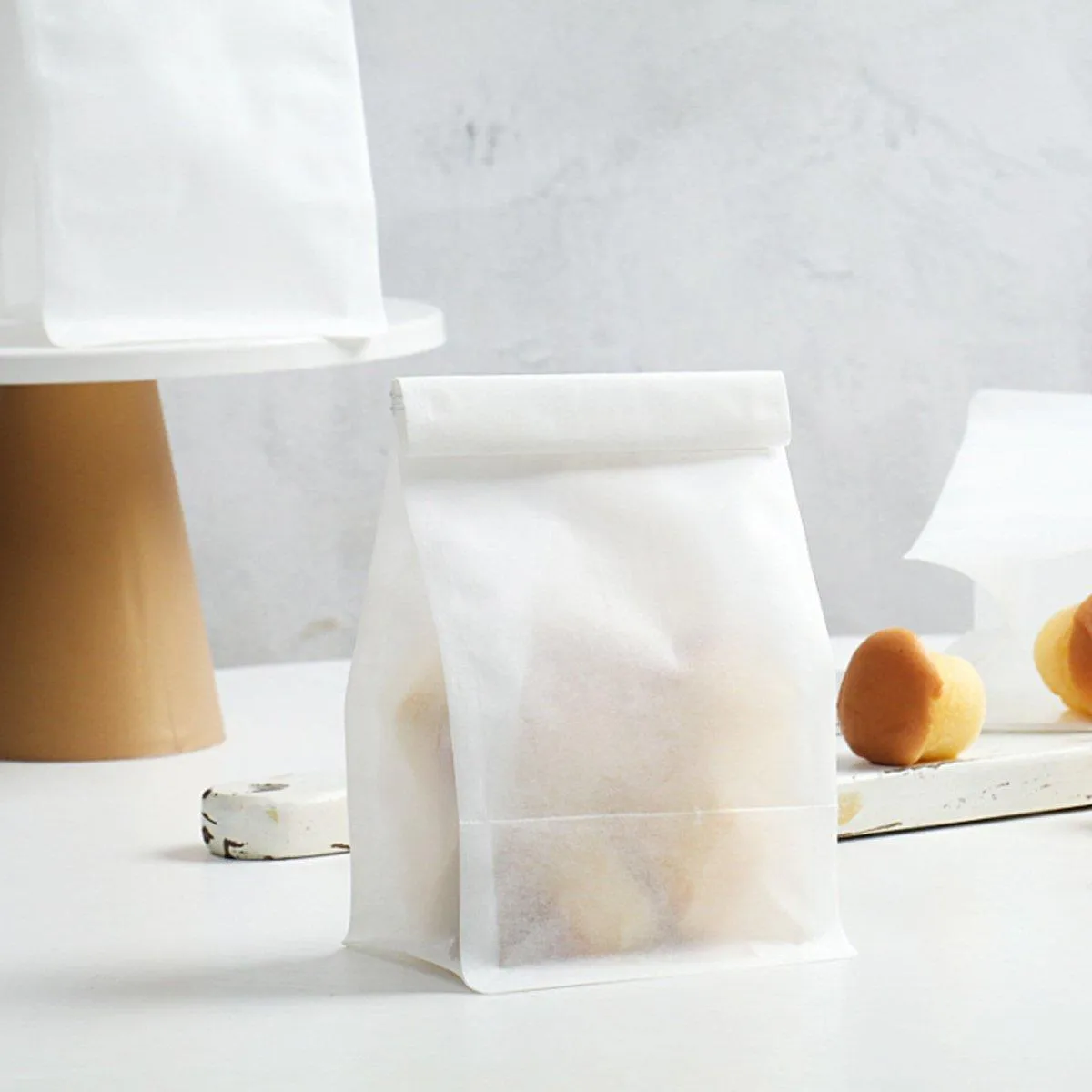 50PCS Oil-proof Self-standing Baking Packaging Seal Bag