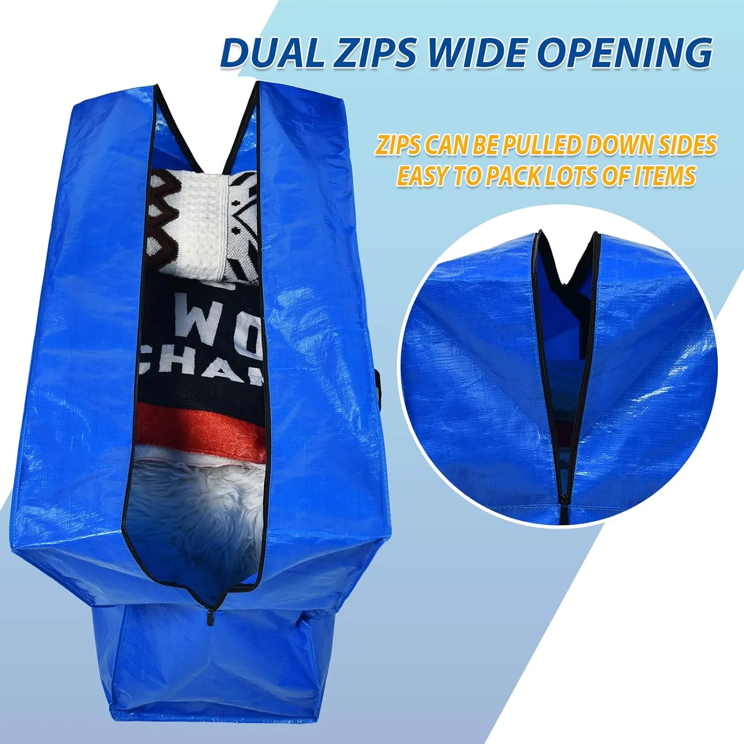 57 Gallon Extra Large Storage Bags, XXL Jumbo Large Moving Bags Heavy Duty, Storage Totes Moving Boxes Supplies for College, Foldable Duffle Bag for Travel, Christmas Tree Bag, 42x23x13.5inch