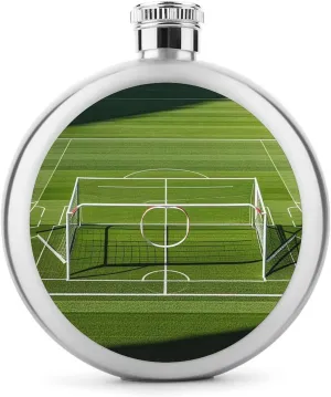 5oz Stainless Steel Flask Football Goal Post Sports Area Printed with UV Printing - Portable Liquor Flask for Whiskey, Vodka - Men & Women Gift for Travel, Father’s Day, Weddings