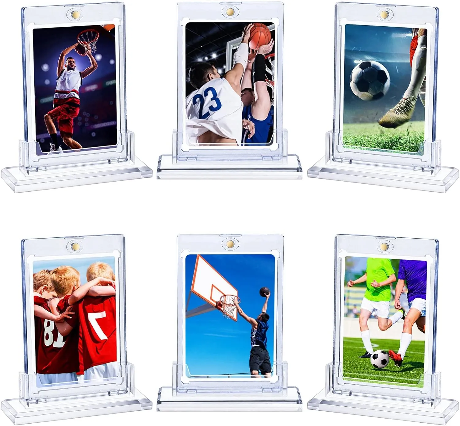 6 Pack Magnetic Card Holders for Trading Cards Protector, 35 pt Baseball Card Protector, Acrylic Hard Cards Sleeves Case for Baseball Football Sports Game Card Storage and Display (6 Pack)