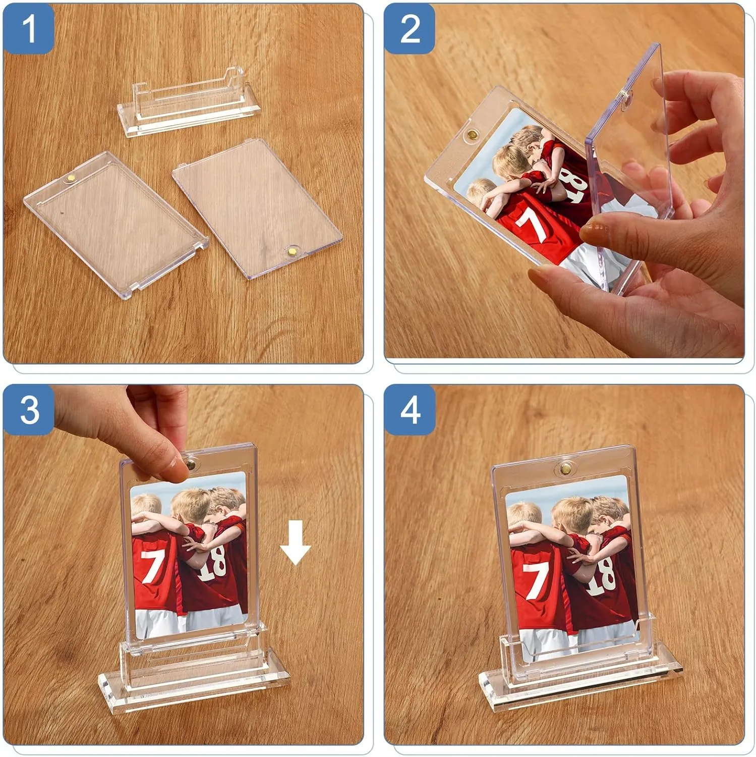 6 Pack Magnetic Card Holders for Trading Cards Protector, 35 pt Baseball Card Protector, Acrylic Hard Cards Sleeves Case for Baseball Football Sports Game Card Storage and Display (6 Pack)