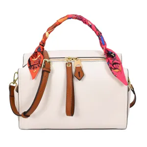 Aaliyah Women's  Faux Leather Barrel-Shaped Shoulder Handbag White