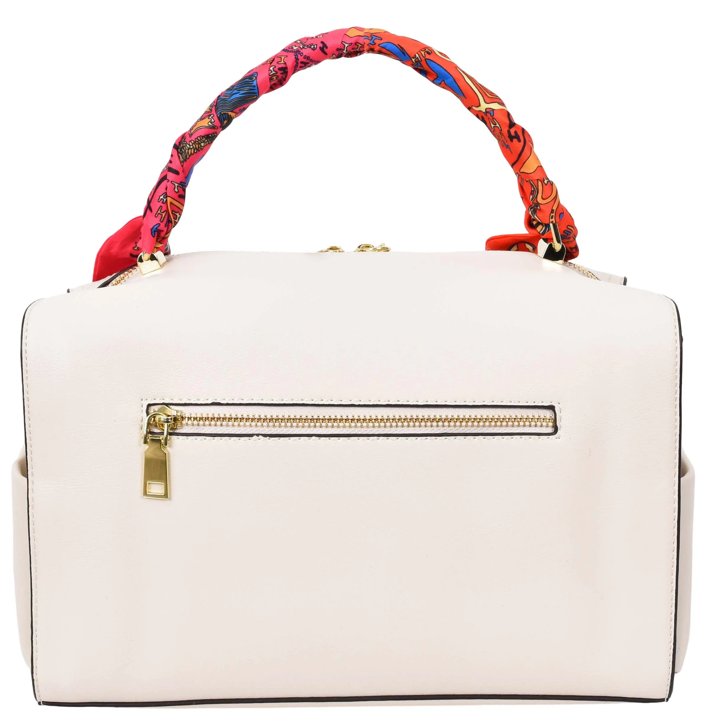 Aaliyah Women's  Faux Leather Barrel-Shaped Shoulder Handbag White