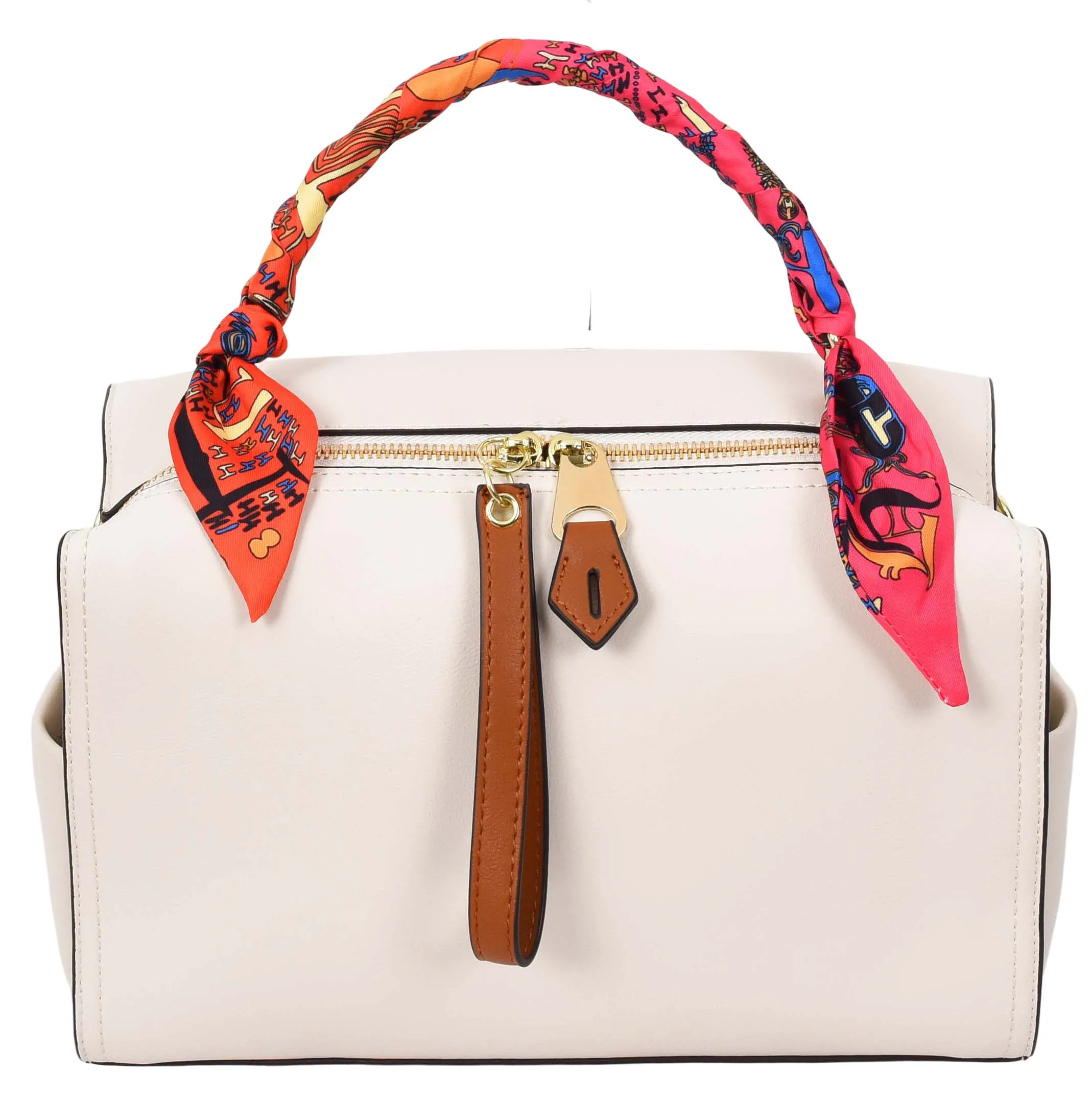 Aaliyah Women's  Faux Leather Barrel-Shaped Shoulder Handbag White