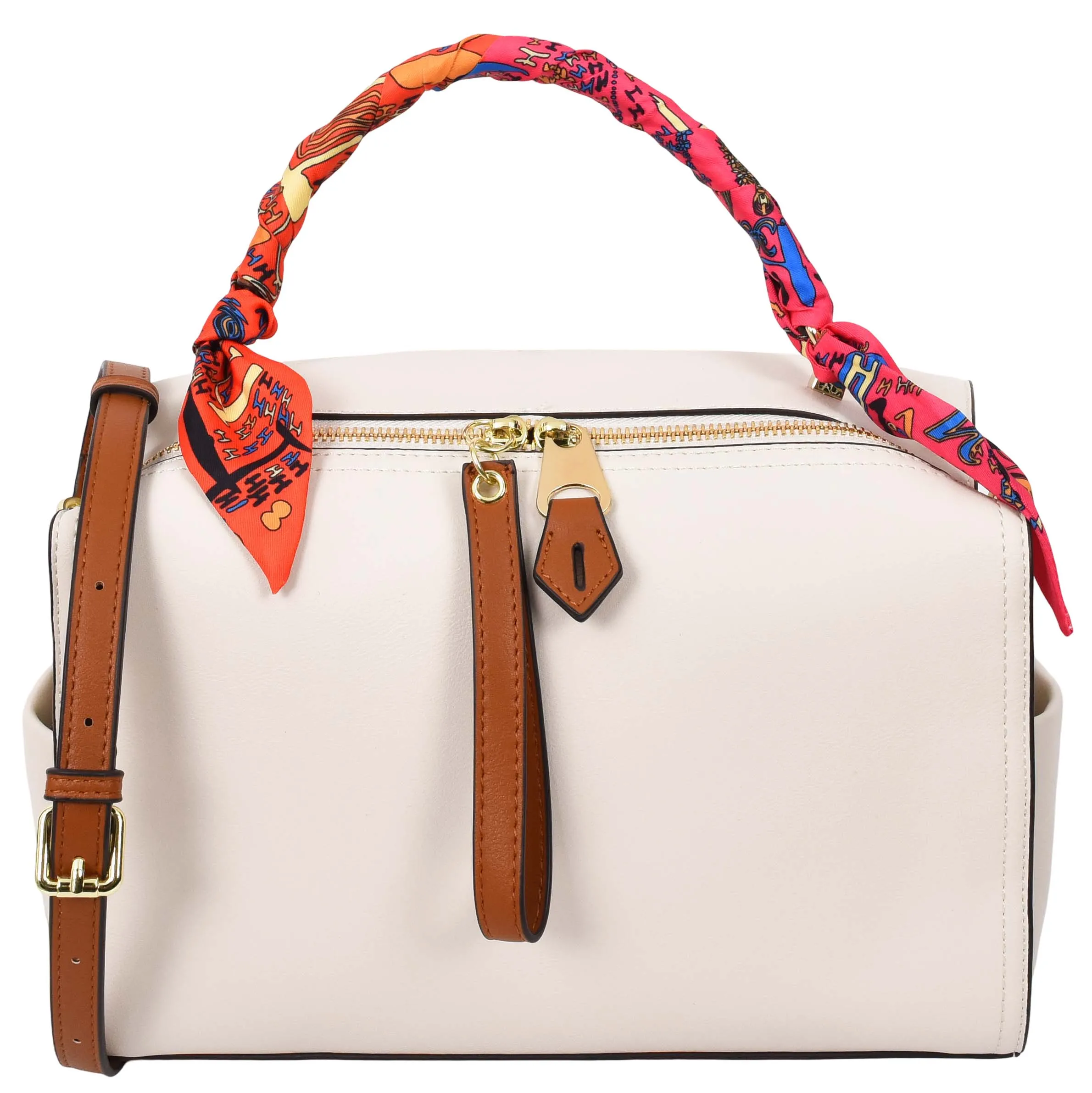 Aaliyah Women's  Faux Leather Barrel-Shaped Shoulder Handbag White