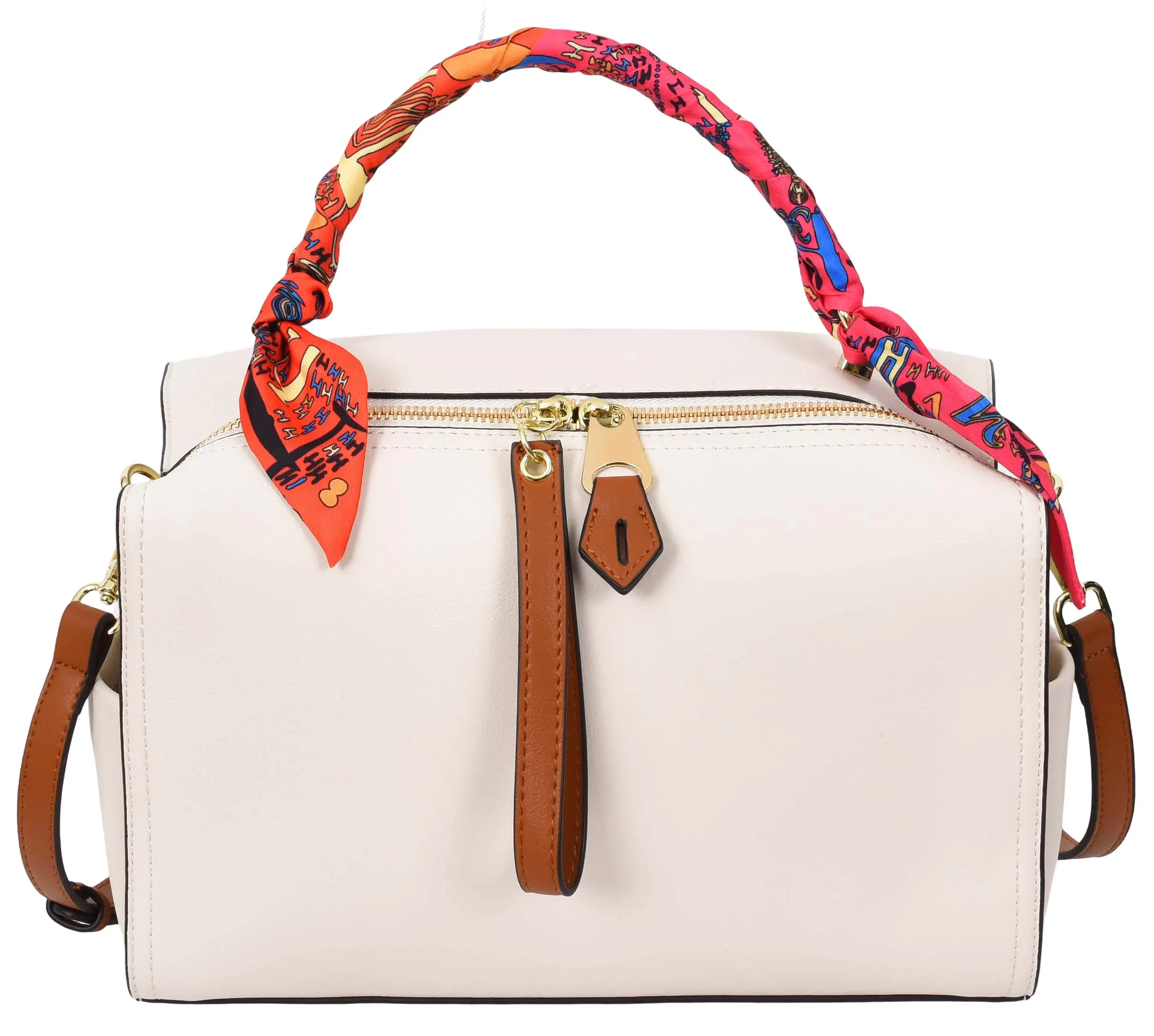 Aaliyah Women's  Faux Leather Barrel-Shaped Shoulder Handbag White