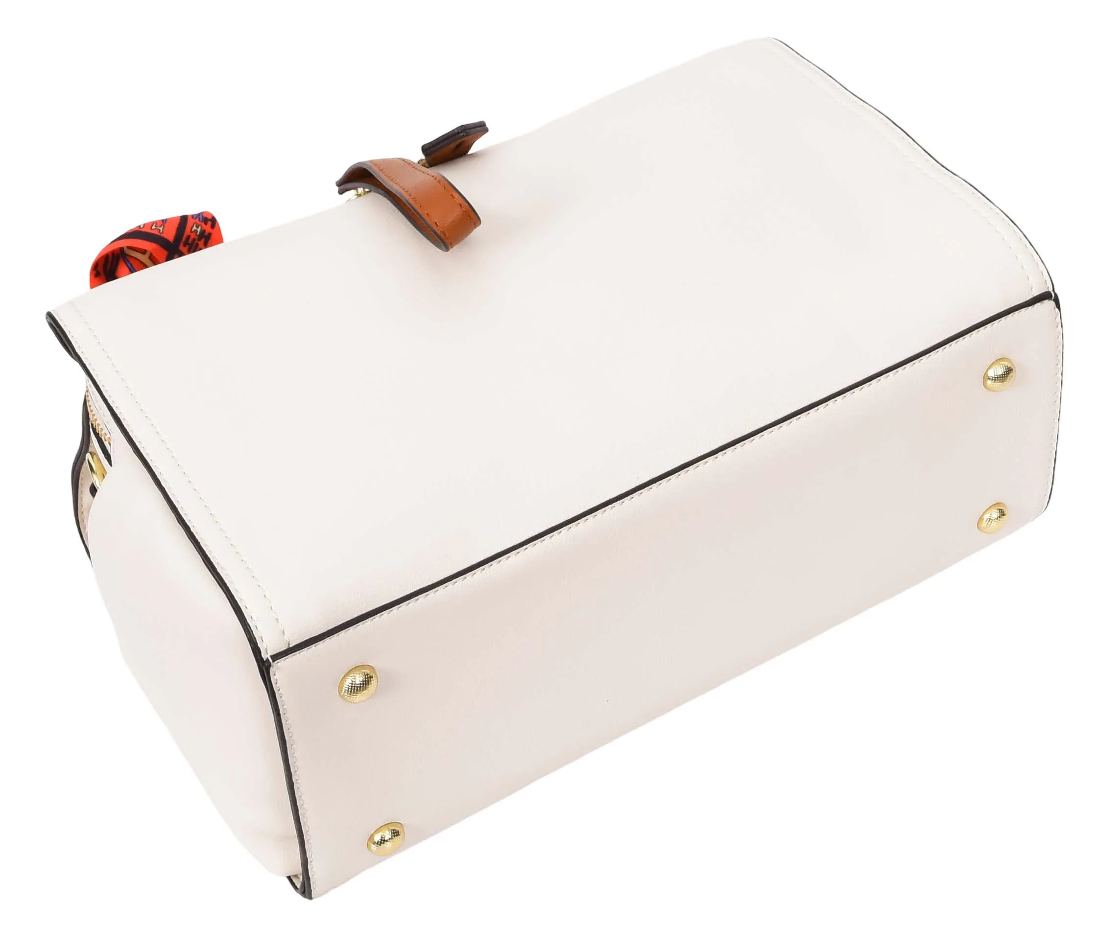 Aaliyah Women's  Faux Leather Barrel-Shaped Shoulder Handbag White
