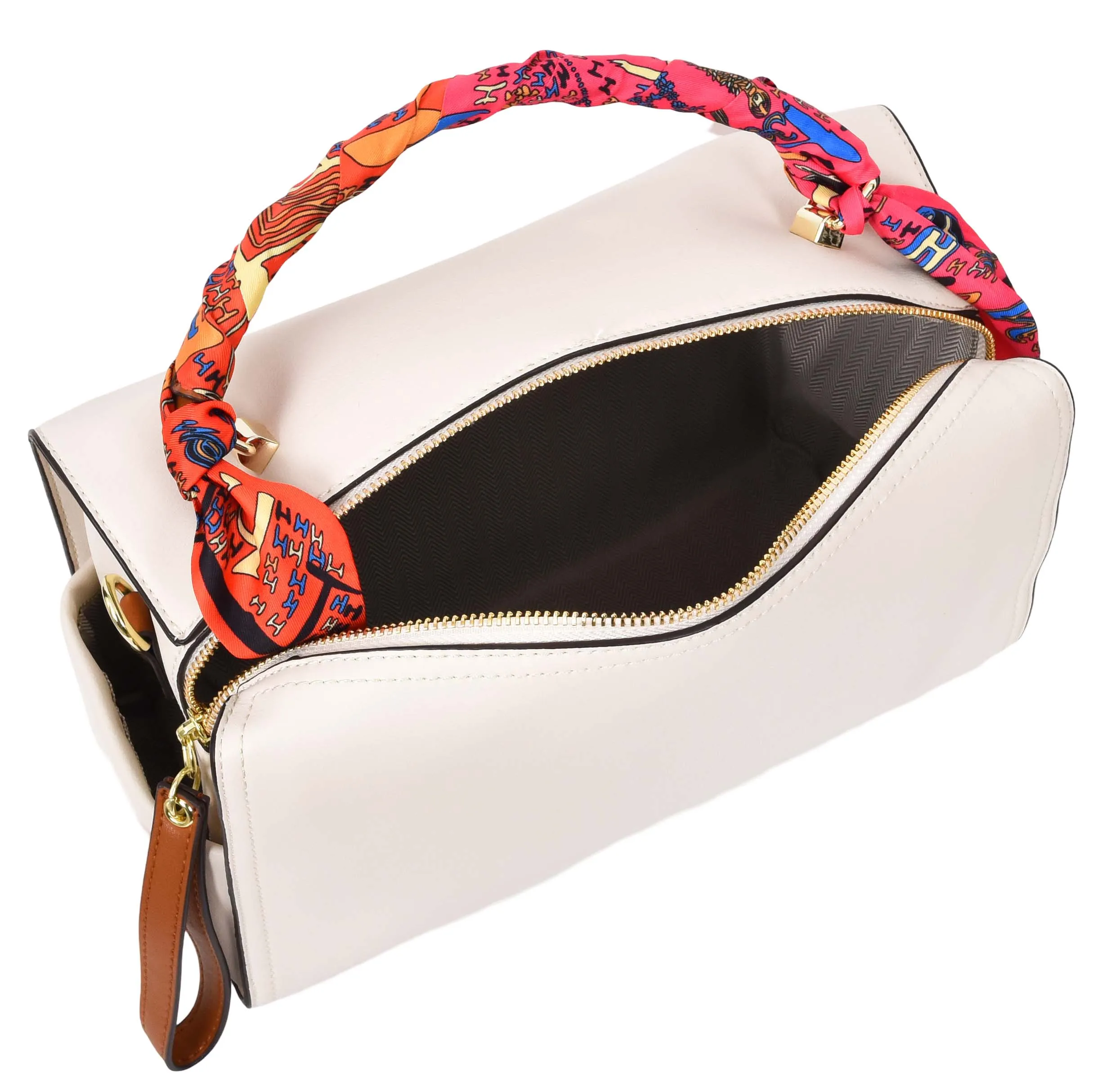 Aaliyah Women's  Faux Leather Barrel-Shaped Shoulder Handbag White