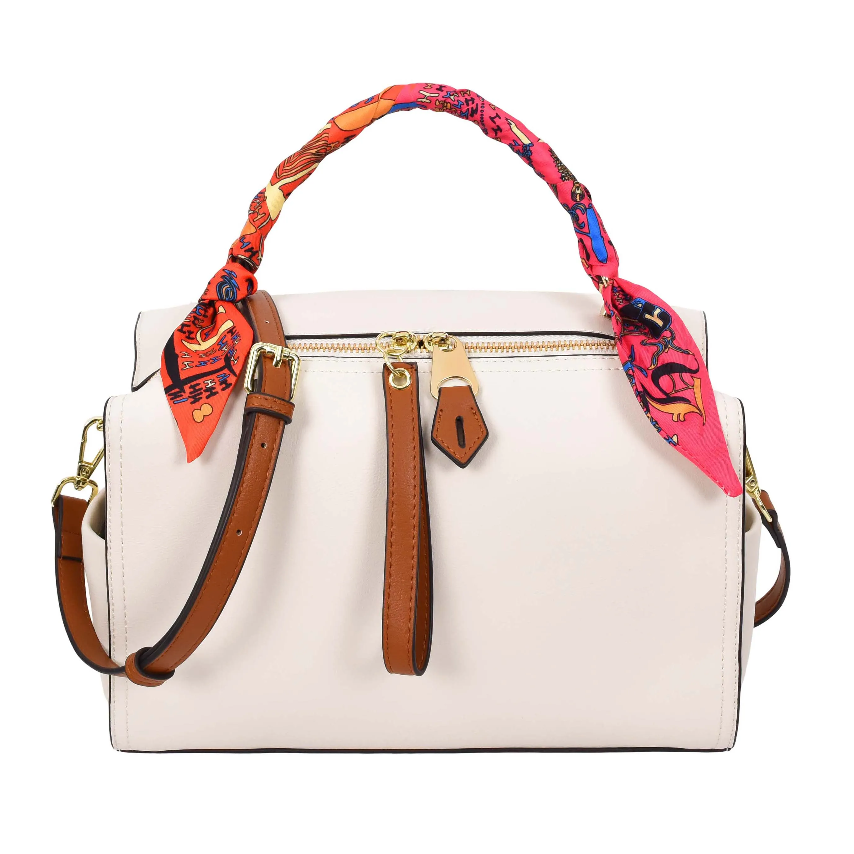 Aaliyah Women's  Faux Leather Barrel-Shaped Shoulder Handbag White