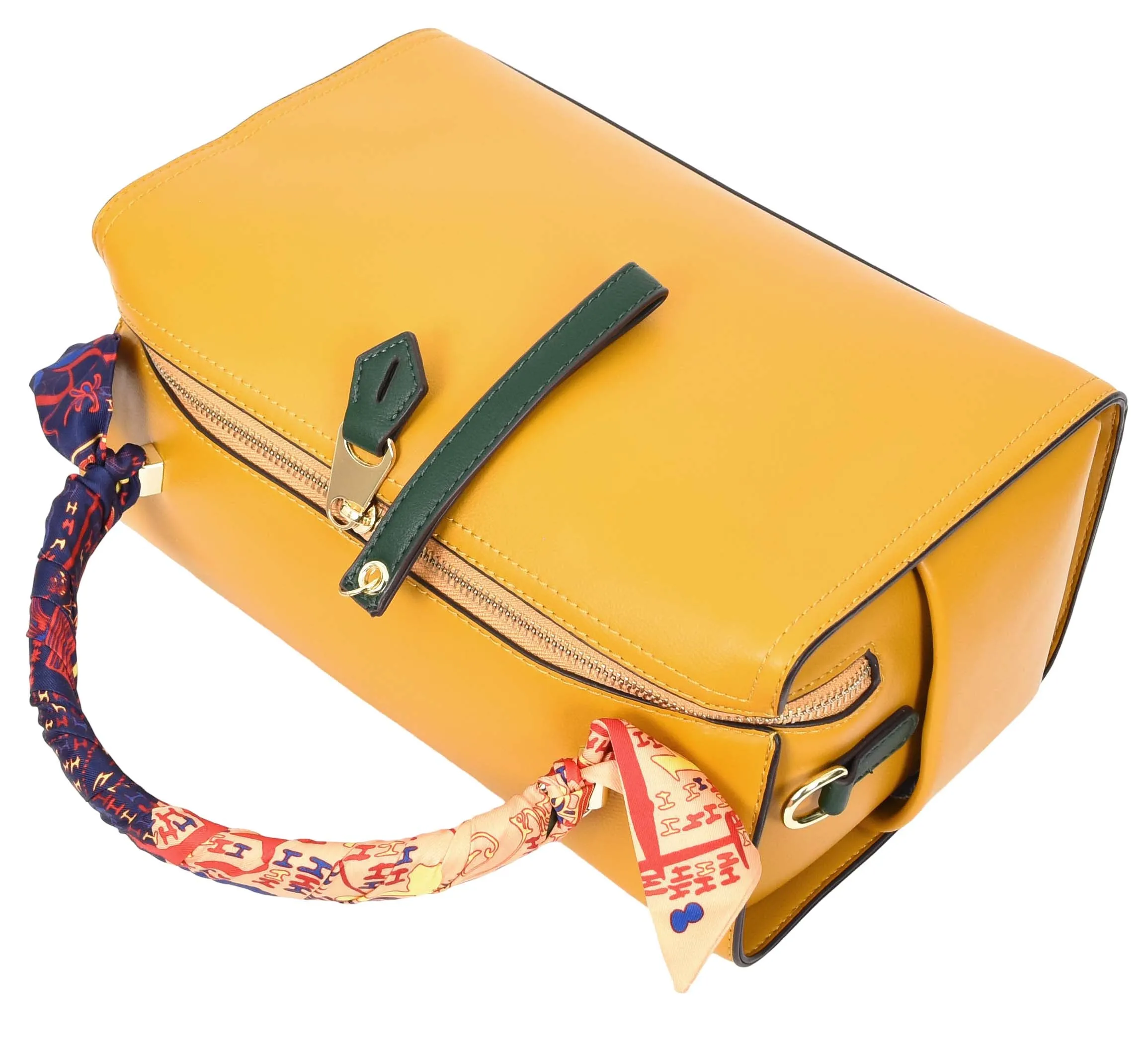 Aaliyah Women's  Faux Leather Barrel-Shaped Shoulder Handbag Yellow