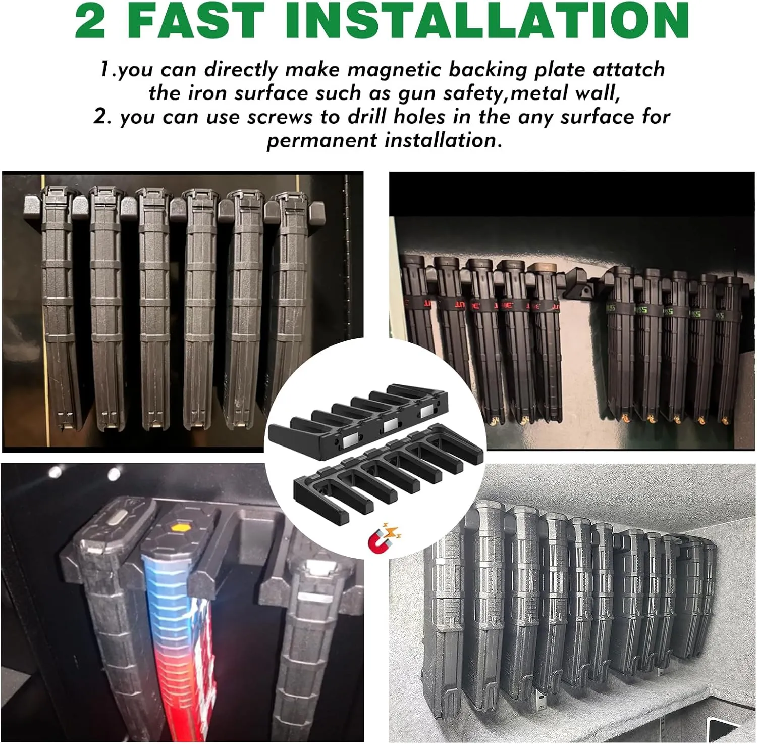 ABS Magazine Holder, Ar Magazine Holder for Gun Safe, Mag Storage Rack for Pmag, Glock, Amend 2, Hexmags, Mftmags, Magpulmag