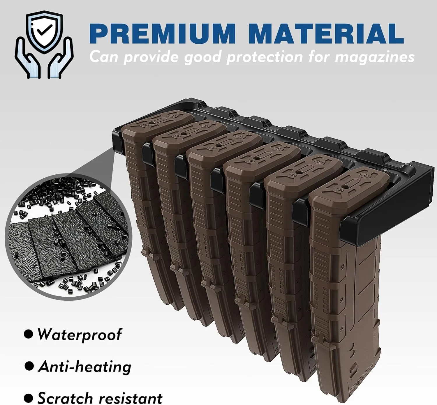 ABS Magazine Holder, Ar Magazine Holder for Gun Safe, Mag Storage Rack for Pmag, Glock, Amend 2, Hexmags, Mftmags, Magpulmag