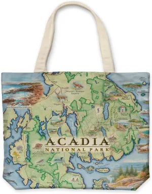 Acadia National Park Canvas Tote Bag with Handles, Cloth Grocery Shopping Bag, Reusable & Eco-friendly Bag, 100% Cotton, Washable, 18 wide x 15 tall