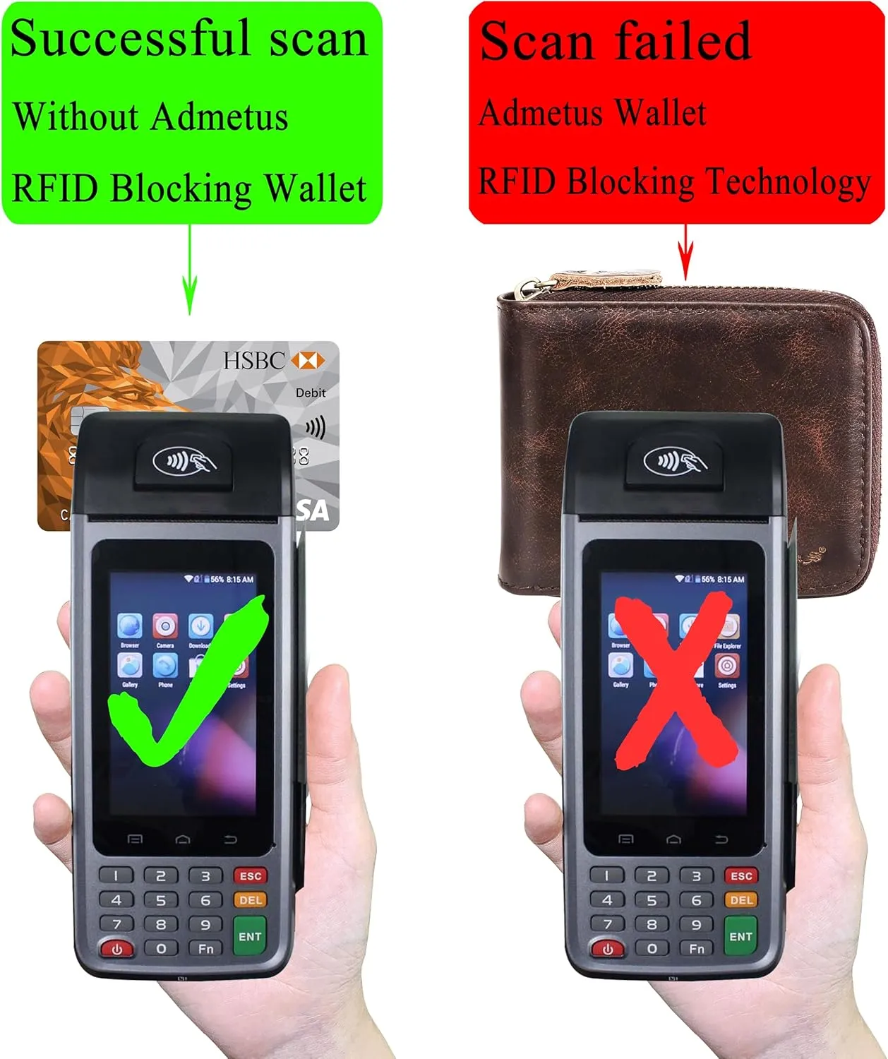 Admetus Men's Genuine Leather Short Zip-around Bifold Wallet
