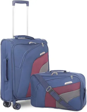 Aerolite 21” Carry On Ultra Lightweight Spinner Suitcase & Flight Bag Under Seat Shoulder Bag Set (Navy)