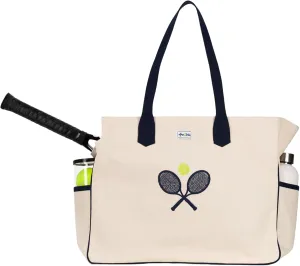 Ame & Lulu Love All Court Bag - Premium Tennis Tote w/Racket Pocket, Water Bottle Holders, Protective Base, & Canvas Design