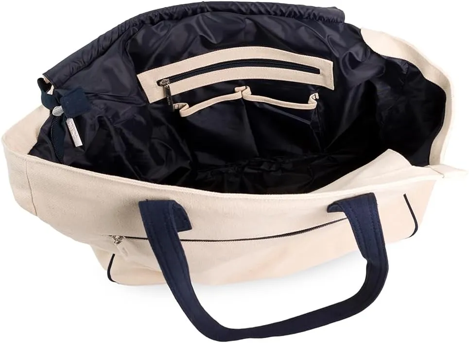 Ame & Lulu Love All Court Bag - Premium Tennis Tote w/Racket Pocket, Water Bottle Holders, Protective Base, & Canvas Design
