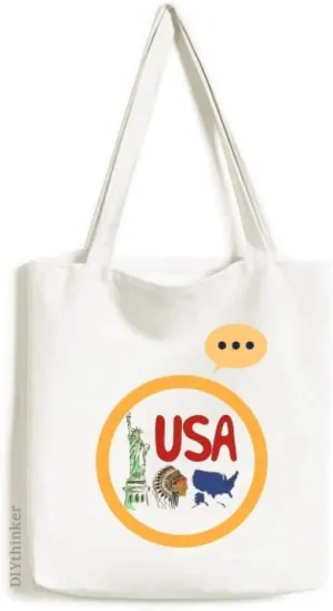 America National symbol Landmark Pattern Expression Gift Sack Canvas Tote Shoulder Bag