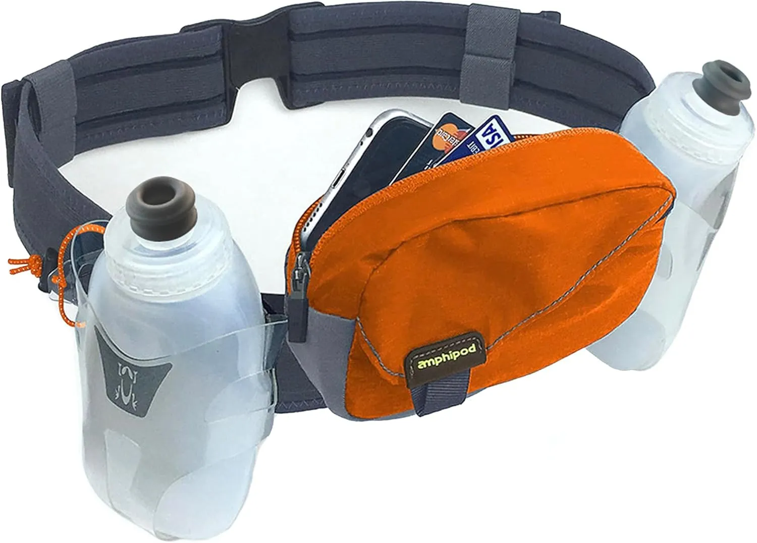 Amphipod Profile-Lite Breeze Hydration Belt, Runners Waist & Hydration Pack for Endurance & Marathon Runs, Men & Women, 21 oz - Orange - 21 oz