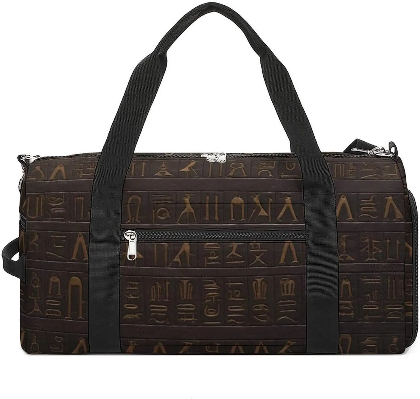Ancient Egyptian Hieroglyph Gym Bag Travel Duffel Bags for Men Women Large Weekender Bags Carry On Overnight Duffle Bag with Shoe Compartment for Workout