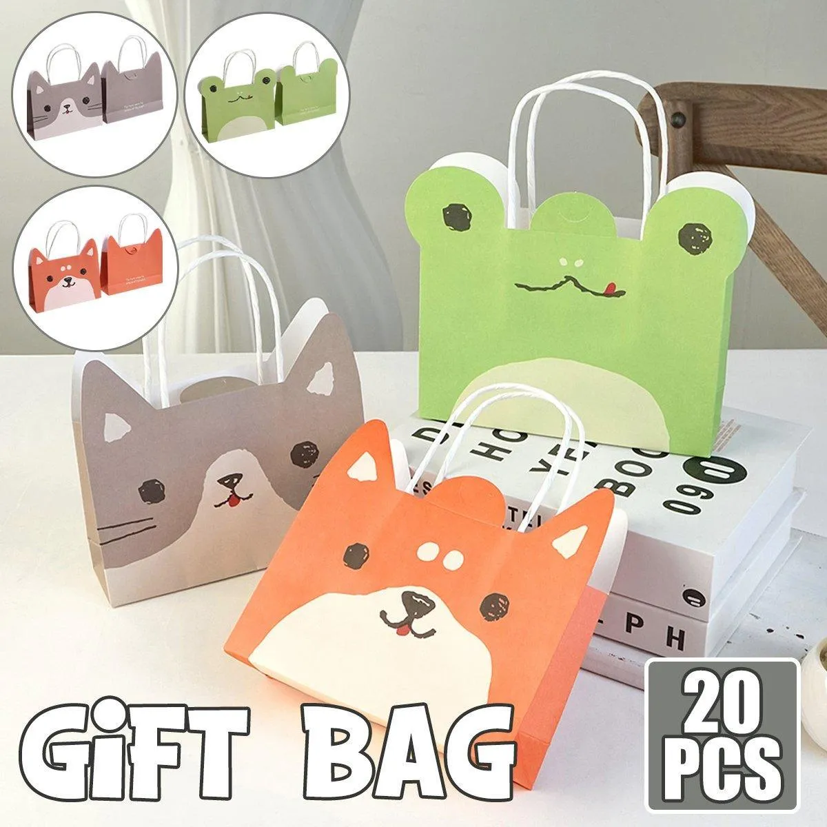 Animal Shaped Gift Bags 20PCS Kraft Paper