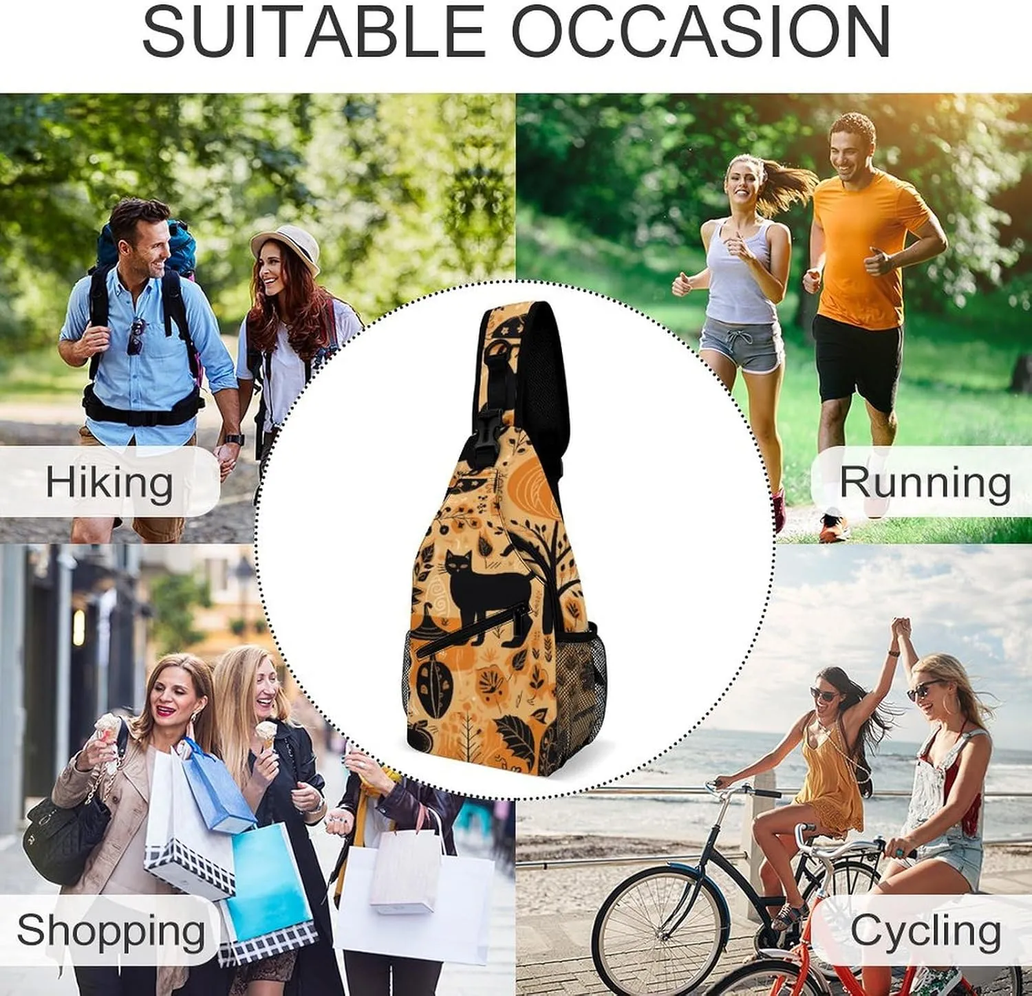Animals And Pumpkins Sling Bag Crossbody Bags Cross Body Bag Fanny Packs Chest Bags Sling Purses for Travel