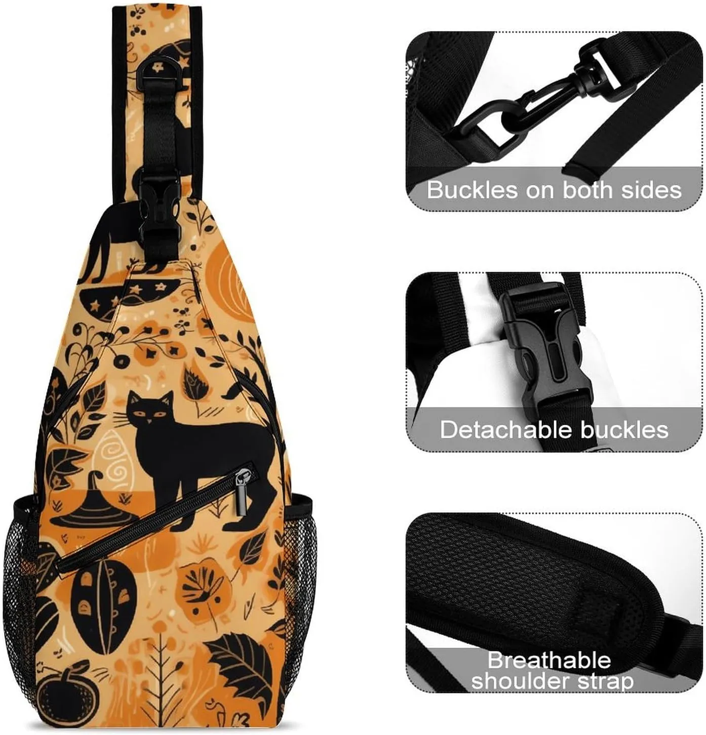 Animals And Pumpkins Sling Bag Crossbody Bags Cross Body Bag Fanny Packs Chest Bags Sling Purses for Travel