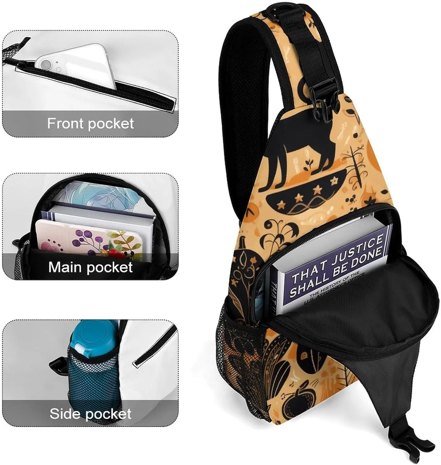 Animals And Pumpkins Sling Bag Crossbody Bags Cross Body Bag Fanny Packs Chest Bags Sling Purses for Travel