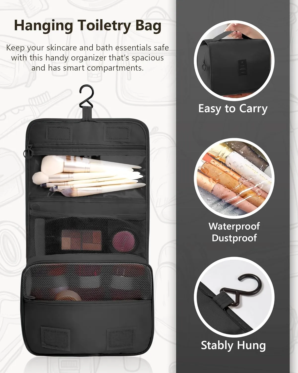 Anjing Compression Packing Cubes, 8 Set Travel Organizer for Carry-on Suitcases, Expandable Bags for Clothes, Ultralight, Water-Repellent Ripstop Nylon, Black