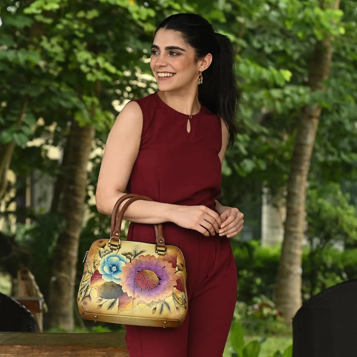 Anna by Anuschka Genuine Hand Painted Leather | Medium Satchel