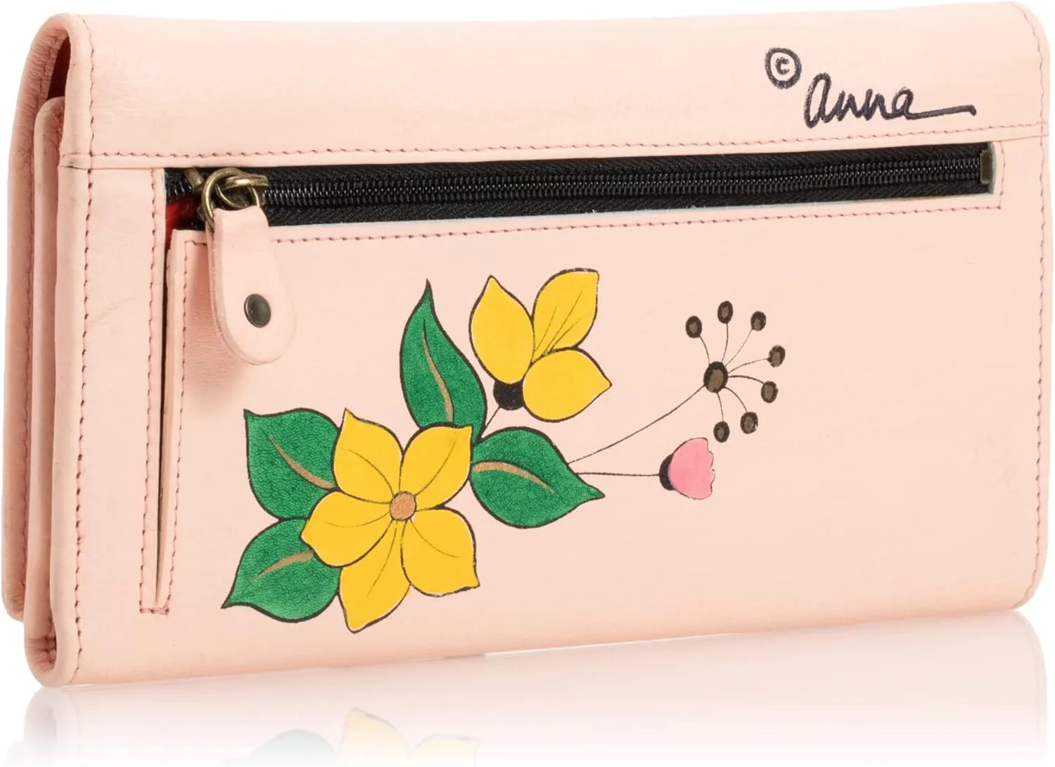 Anna by Anuschka Women's Hand Painted Genuine Leather Multi Pocket Wallet