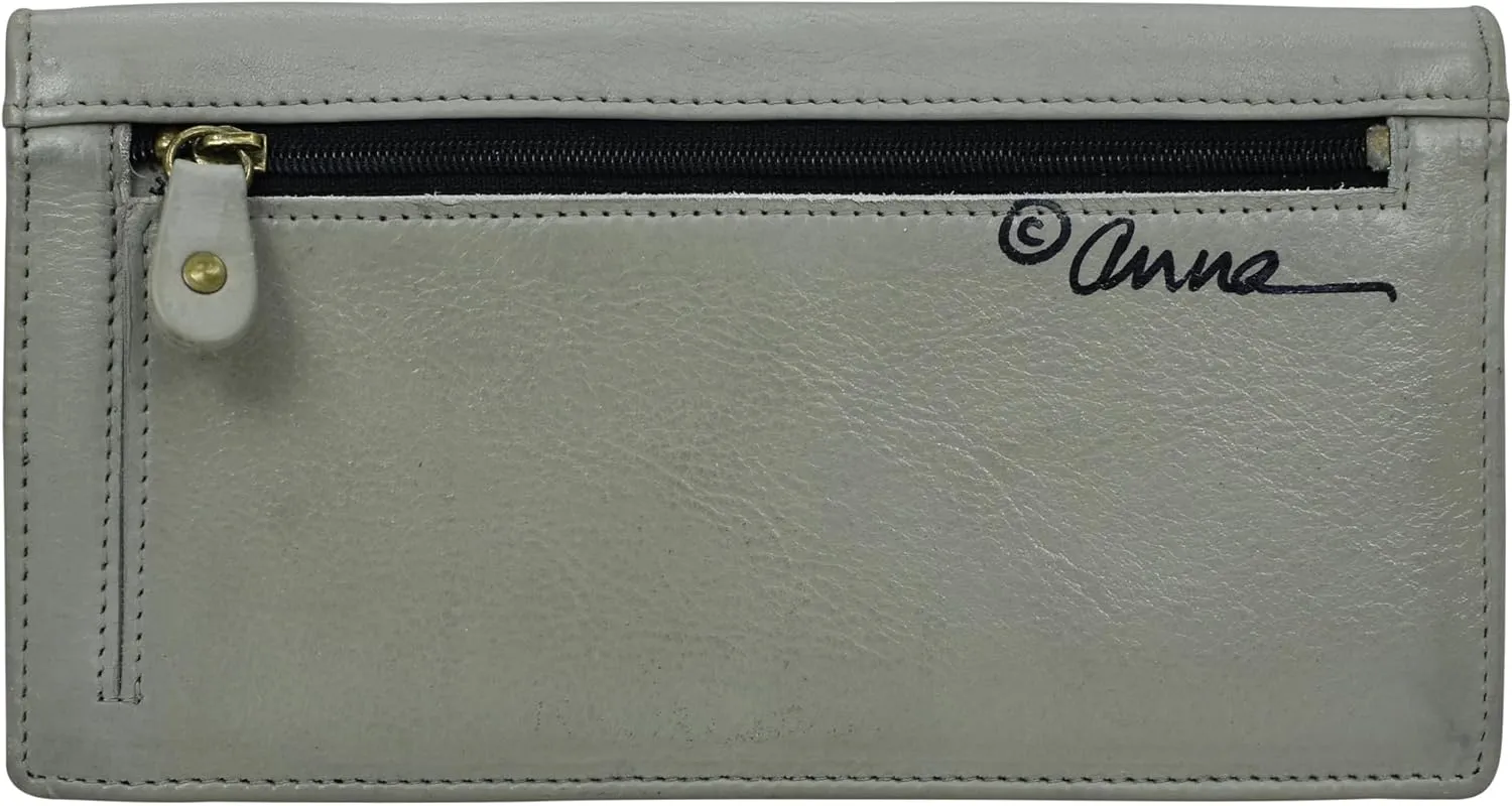 Anna by Anuschka Women's Hand Painted Leather Two-fold Clutch Wallet