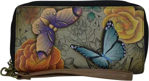 Anna by Anuschka Women's Hand Painted Leather Zip-Around Clutch Wallet