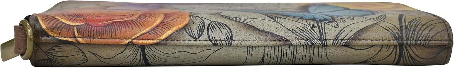 Anna by Anuschka Women's Hand Painted Leather Zip-Around Clutch Wallet