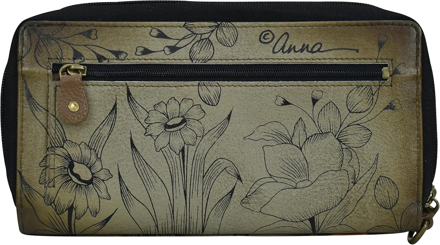 Anna by Anuschka Women's Hand Painted Leather Zip-Around Clutch Wallet