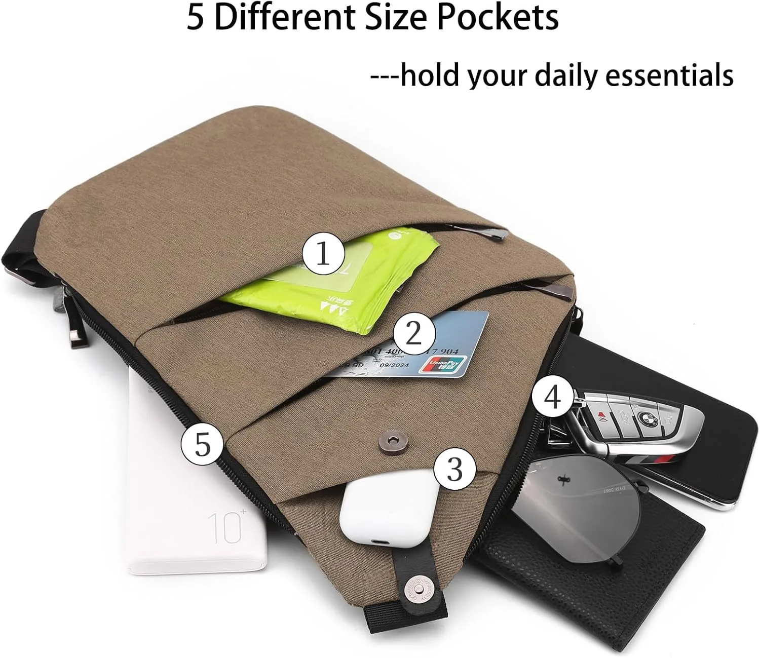 Anti Theft Bag Travel Purse, Anti Theft Crossbody Bags Travel Purses for Women Men Slim Sling Bag