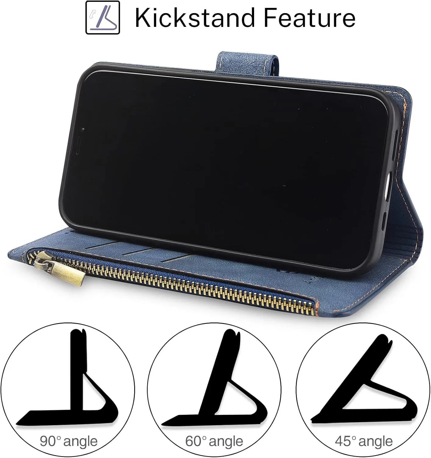 Antsturdy Compatible with OnePlus Nord N200 5G case Wallet with Card Holder for Women Men Phone case RFID Blocking PU Leather Flip Cover with Strap Zipper Credit Card Slots,Blue