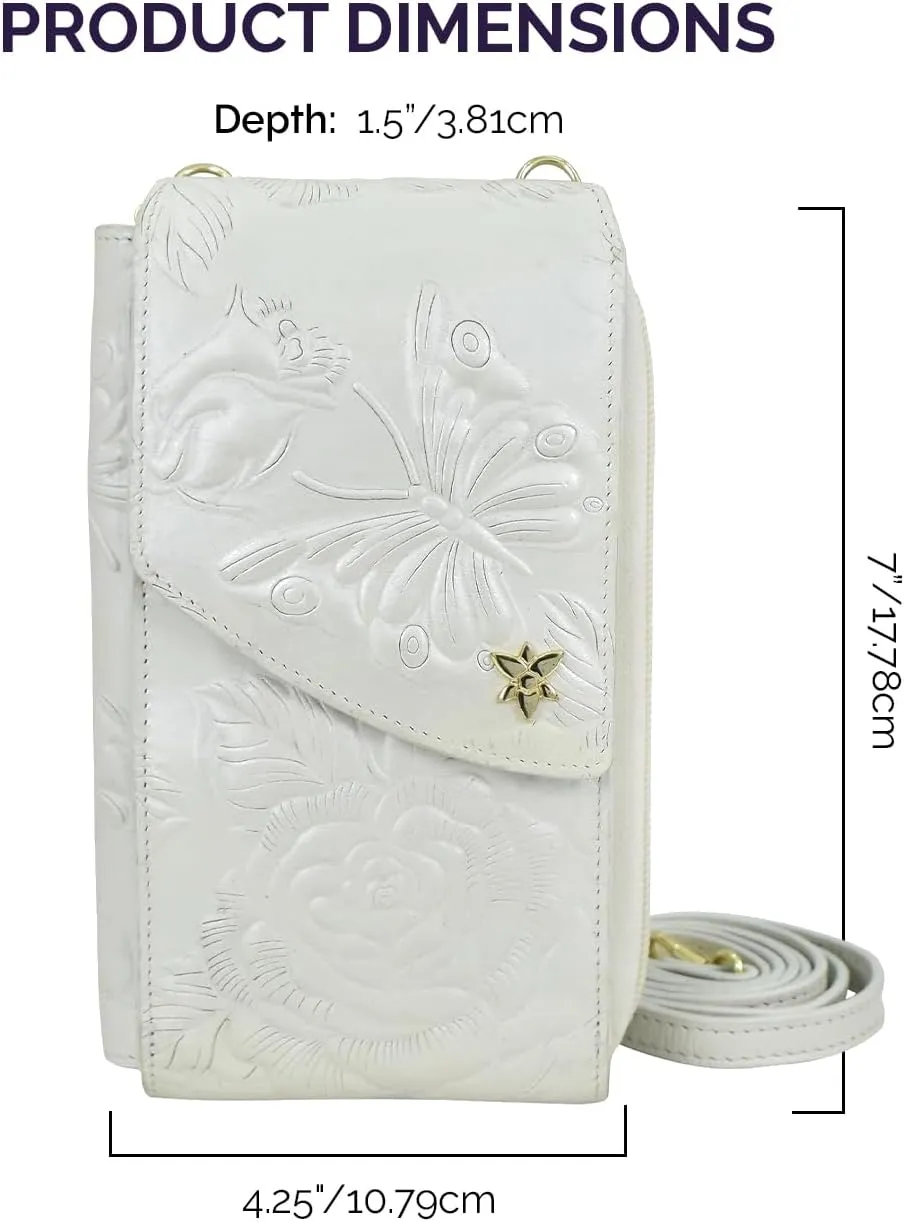 Anuschka Women's Original Hand-Painted Genuine Leather Crossbody Phone Case