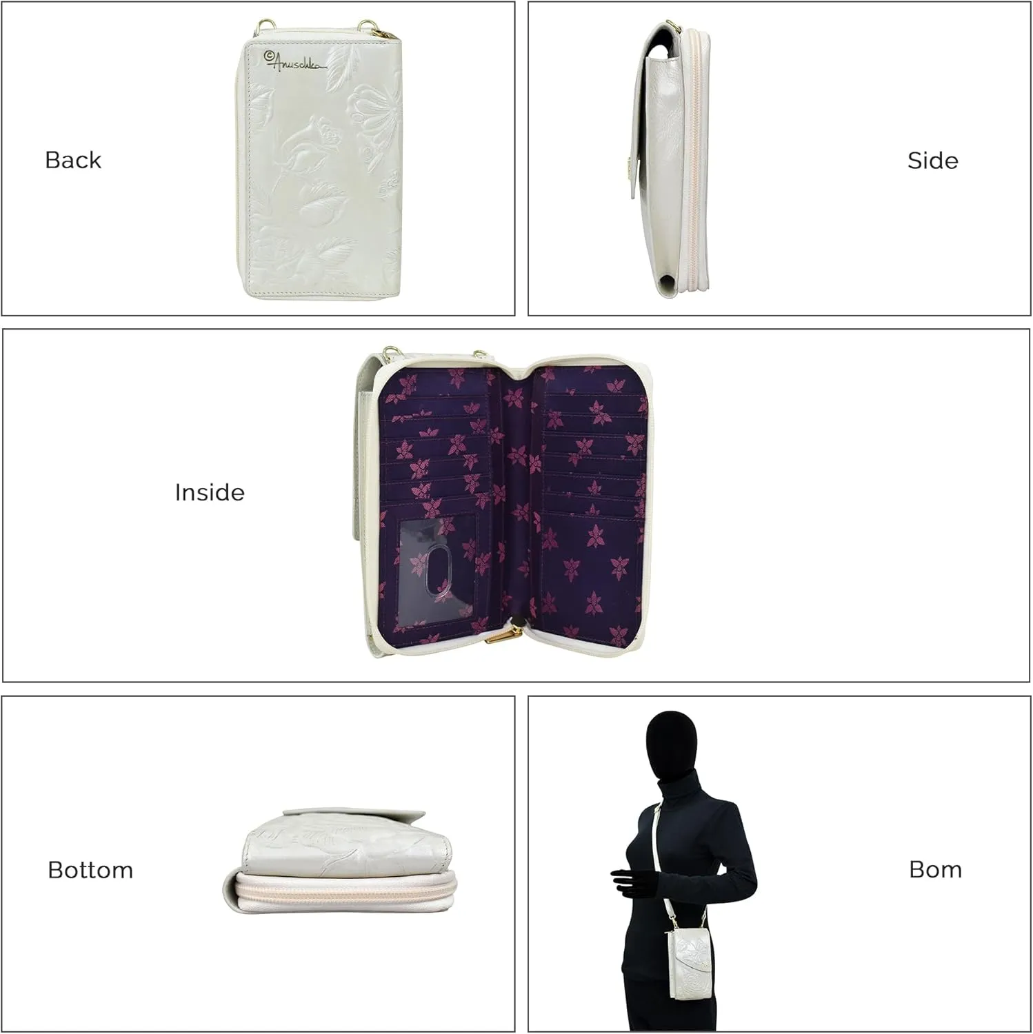 Anuschka Women's Original Hand-Painted Genuine Leather Crossbody Phone Case