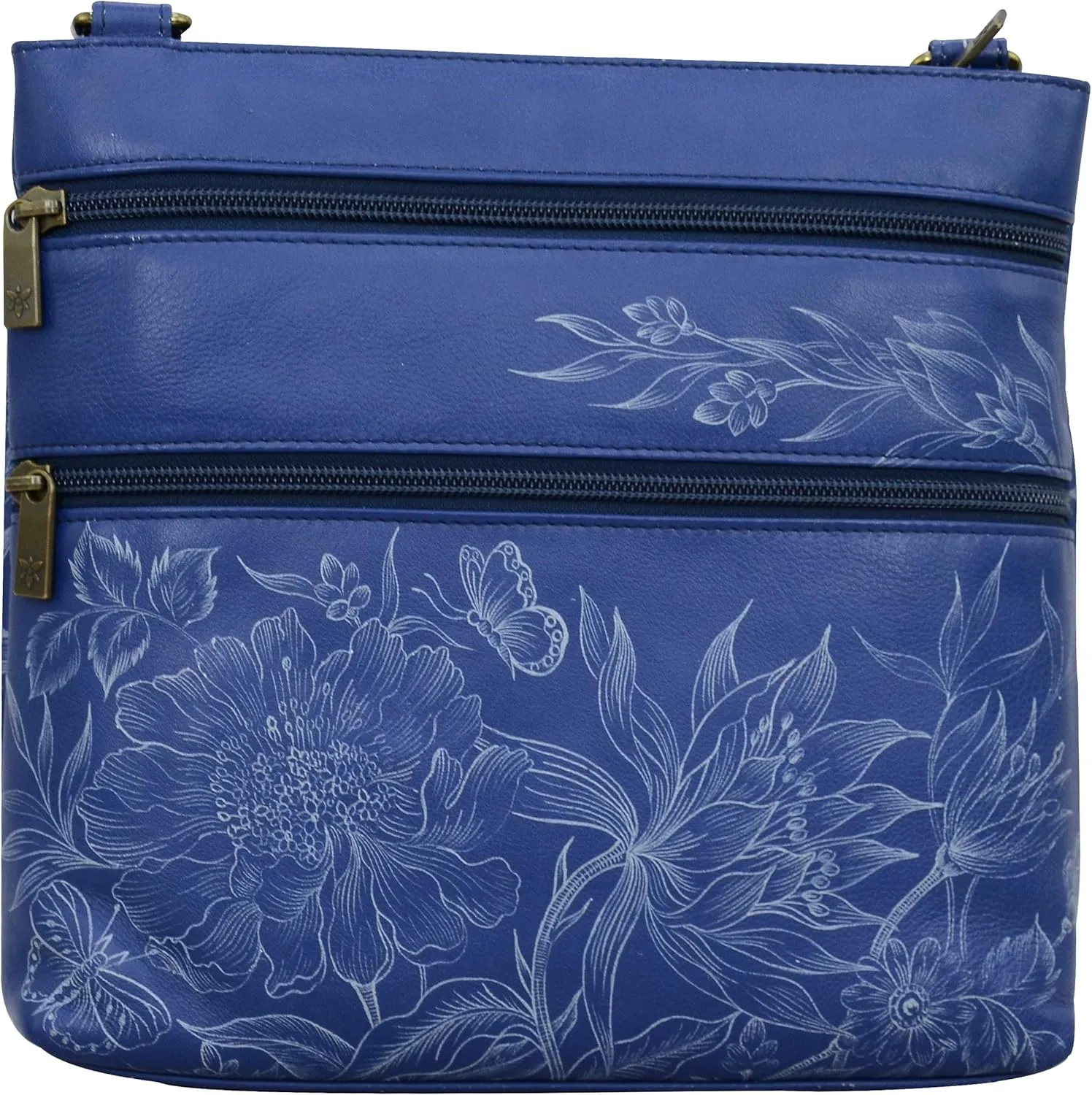 Anuschka Women's Original Hand-Painted Leather Crossbody with Front Zip Organizer & RFID Card Protection