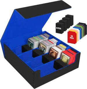 AOBOPLE 3200  Trading Card Storage Box,4 Rows Card Deck Case for Trading Cards with 10 Pcs Colorful Dividers & 4 Foam Supporters Commander Cards Deck Case for MTG,TCG, Magic Game