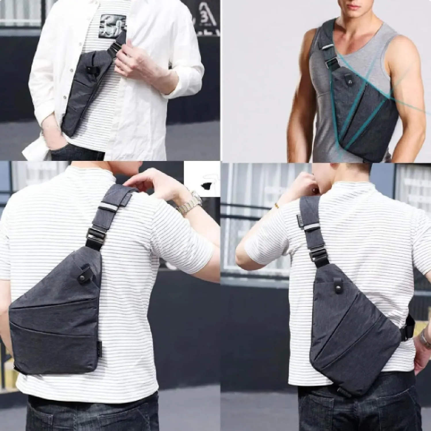 APLUSH Anti Theft Crossbody Travel Bags Slim Sling Bag with Adjustable Strap Multi-Pocket Shoulder Bag