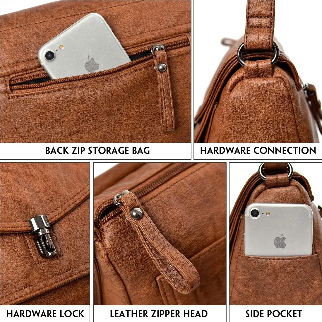 Artwell Fashion Crossbody Bag For Women PU Leather Small Purse Vintage Satchel Saddle Shoulder Bag
