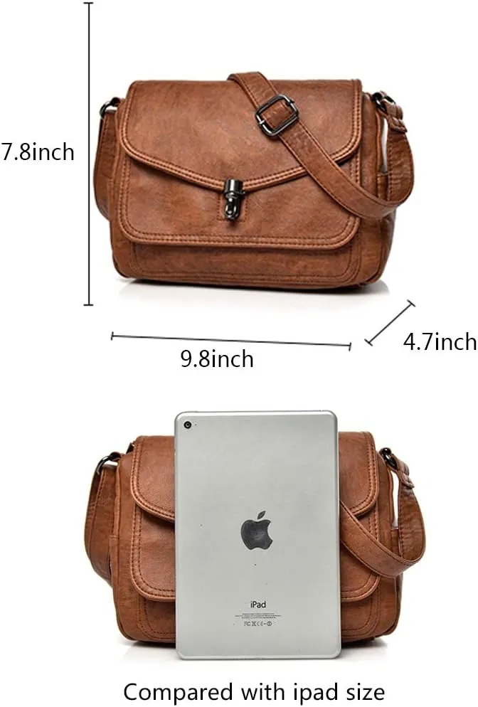 Artwell Fashion Crossbody Bag For Women PU Leather Small Purse Vintage Satchel Saddle Shoulder Bag