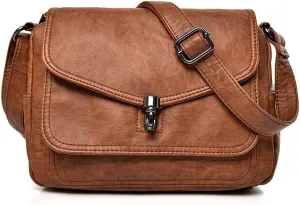 Artwell Fashion Crossbody Bag For Women PU Leather Small Purse Vintage Satchel Saddle Shoulder Bag