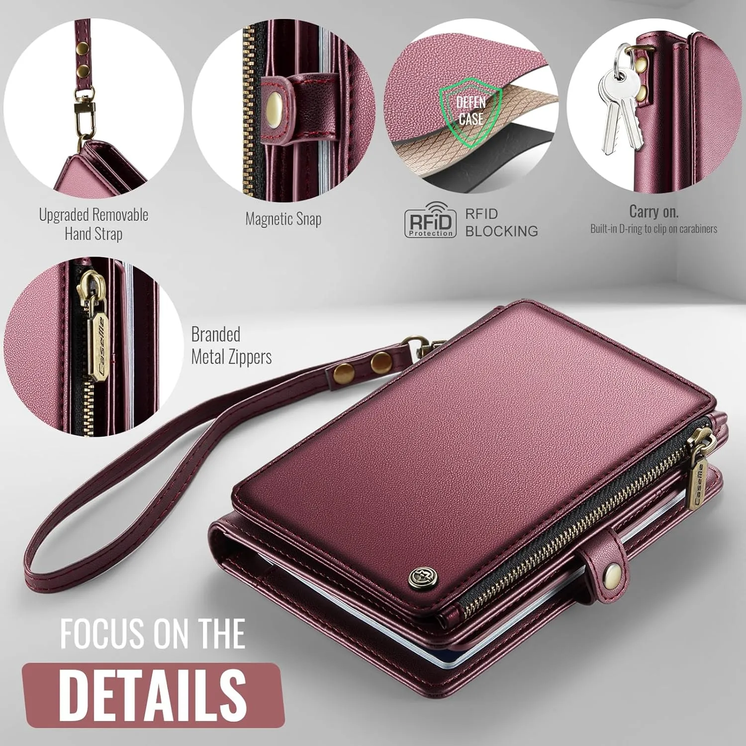 ASAPDOS Passport Holder Wallet Case Wallet for Men Women Wine Red