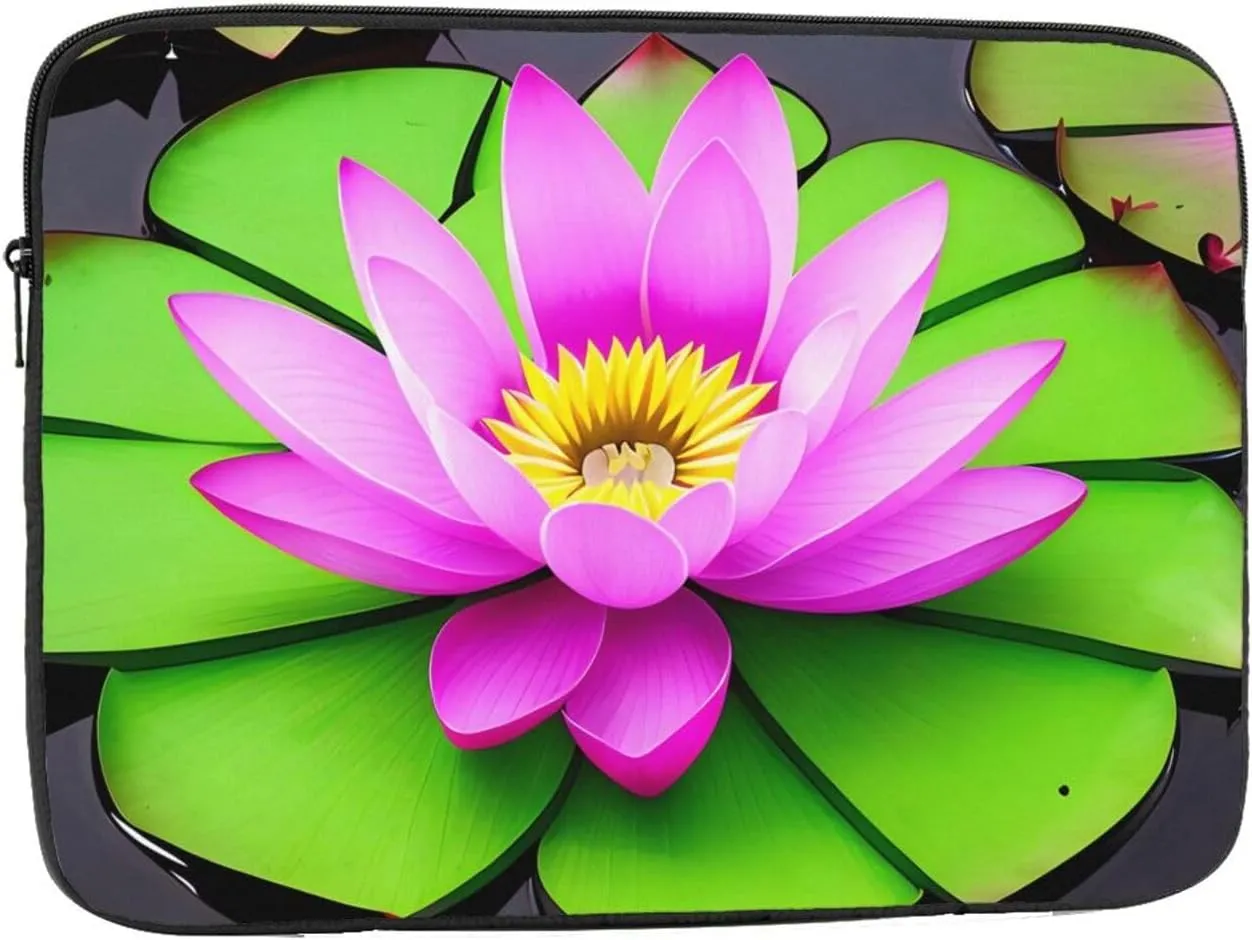 Asian Lotus Flower Prints Shockproof Portable Laptop Sleeve Bag 13 inch - Protective Case for Men and Women's Business Travel, Office Daily Use