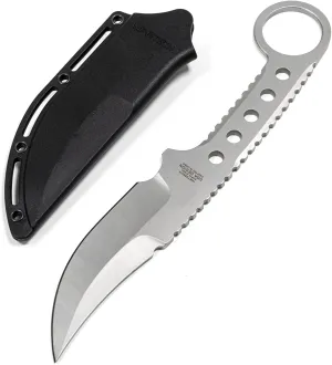 ASR Tactical 8.25" Clip Point Full Tang Hunting Knife, Slim Kydex Sheath Hook Handle, Chrome