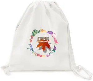 Athens City Outline Leaves Canvas Fabric Vegetable Fruit Folding Cinch Bag