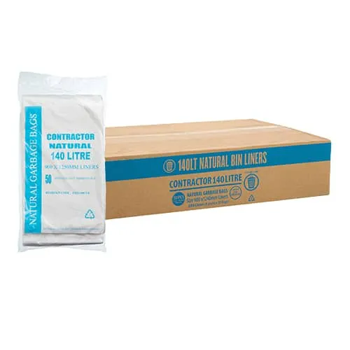 Austar 82L Contractor Natural HDPE Garbage Bags- CTN250